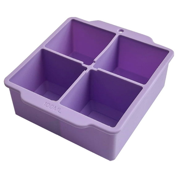 XiYing 4-Cell Silicone Ice Tray with Lid | Flexible Non-Stick Ice Cubes Mold for Freezer | Reusable Bpa-Free Ice Maker for Beverage Freezing, Snack Making & Food Storage