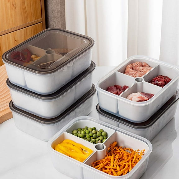 XiYing 4 Compartment Clear Plastic Snackle Box, Food Storage Container with Lid for Refrigerator Organization, Divided Tray for Snacks Fruit Picnic, 7.99X5.90X2.56 Inches, 1 Piece