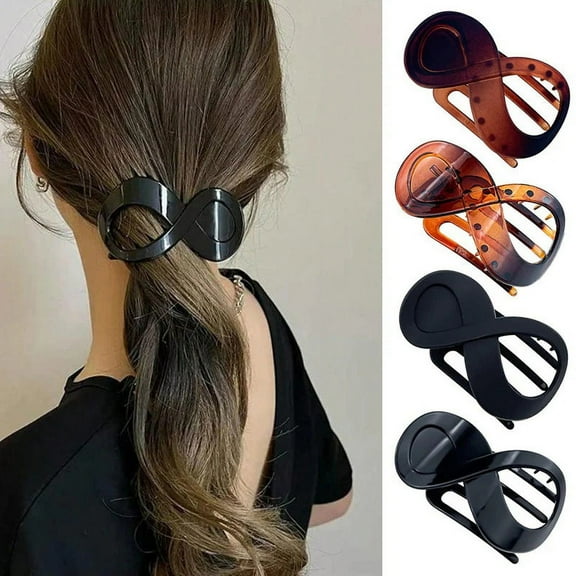 XiYing 8-Shaped Ponytail Hair Clip, Claw Grip Hairpin for Updos, Secure Hold Hair Accessory, Set Of 4