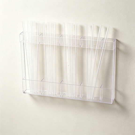 XiYing Acrylic Straw Storage Box Countertop Organizer - Clear Straw Holder for Kitchen Dining Party - Space Saving Container for Home Restaurants Cafes - Easy Clean Dispenser for Assorted Straws