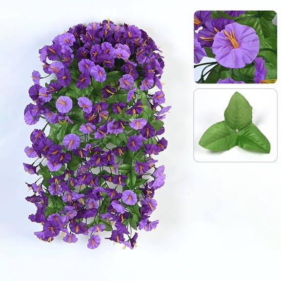 XiYing Artificial Morning Glory Vine Wall Hanging Decor, 12-Branch 100-Flower Faux with 69.5Cm Rod for Living Room, Patio, Or Balcony