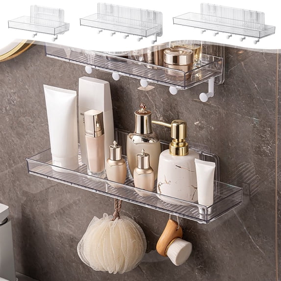XiYing Bathroom Shelves Wall Mounted Storage Racks No Hole Hanging Organizer 7.8X4.7X4.7 Inches Plastic Restroom Rack for Toiletries Towels Heavy Duty Sturdy Shelf Bathroom Storage