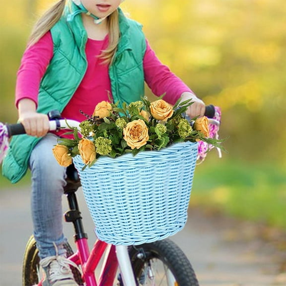 XiYing Bicycle Front Basket, Hand Woven Detachable Handlebar Storage, with Adjustable Straps, for Picnic Supplies, 1 Count
