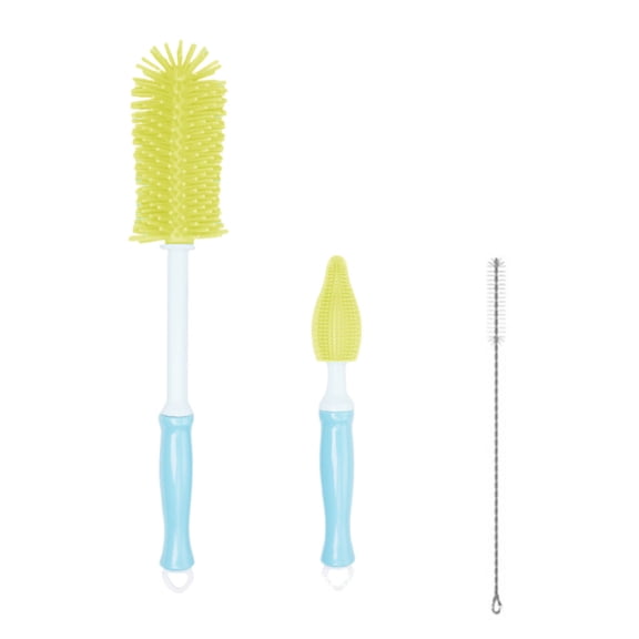 XiYing Bottle Brush Set | 3-Piece Cleaning Brush | Silicone Nipple Bottle Straw Cleaner | Rotating Design | Home Kitchen Use