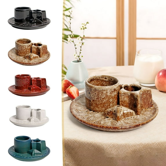 Ceramic Incense Stick Holder & Candle Burner - Dual Hole Design for Sticks & Sage, Stable Base Ash Catcher, Yoga & Home Office Decor - 1 Piece