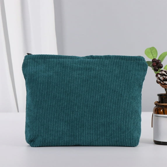 XiYing Corduroy Storage Bag Large Capacity Zipper Pouch for Travel Toiletries Makeup and Stationery Organization 7.1 X 10.2 Inch 1 Piece