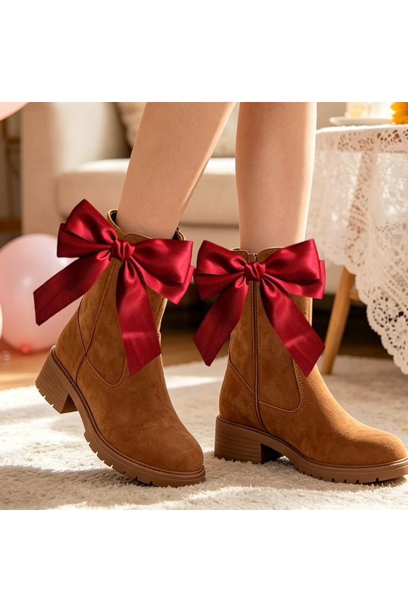 Cowboy Boot Bow Accessories 2 Pack - Western Cowgirl Boot Decorations with Lace Ribbon Pearl Tassels for Wedding Music Festival Rodeo Party Outfit - Adhesive Strap Boot Charm for Shoes