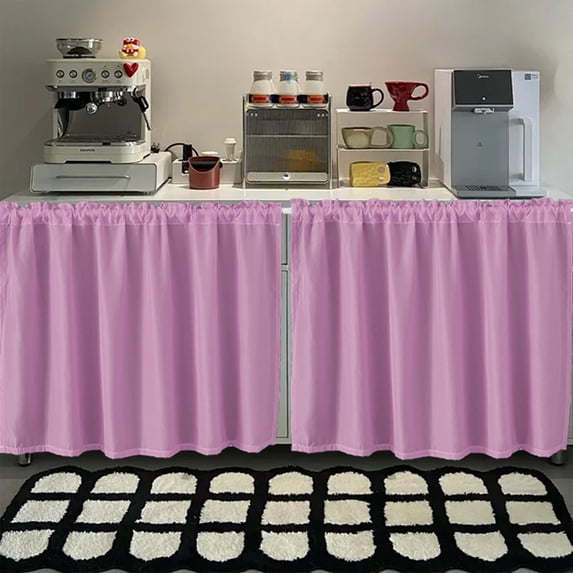 XiYing No Drill Kitchen Cabinet Curtain Waterproof Oil Resistant Dustproof Shelf Cover | Short Privacy Curtain with Magic Tape for Kitchen Sink, Closet, Bookcase, Home Decor, 1-Pack,Purple