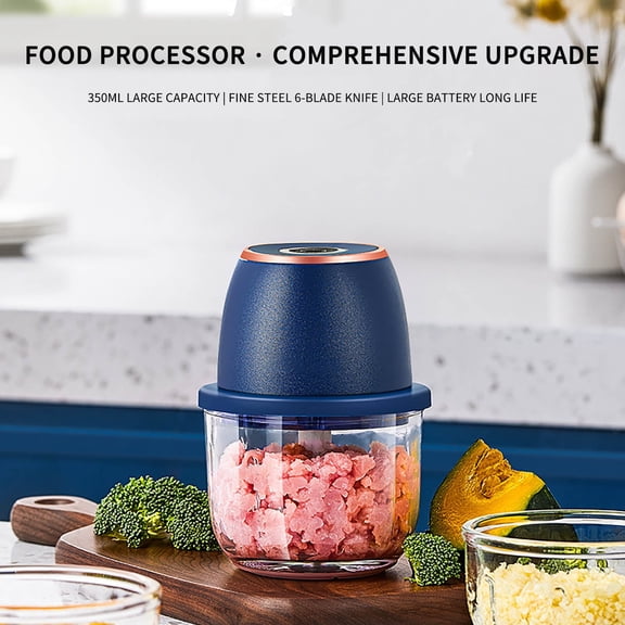 XiYing Electric Garlic Chopper, Mini Food Processor with Stainless Steel Blades, Multifunction Smart Chopper for Meat, Onion, Vegetables, Fruits, Nuts,Blue