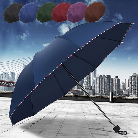 XiYing Extra Large Double Purpose Umbrella Thickened Sunshade Folding Umbrella 110Cm Spanning Diameter 10 Ribs Windproof Compact Carry Rain and Sun Protection