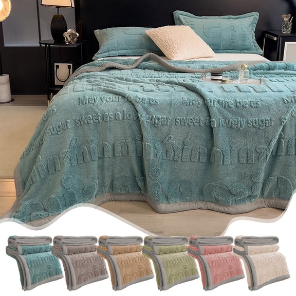 XiYing Flannel Blanket, Reversible Carved Floral Design, Sofa Or Bed Coverlet, Gray Border, Polyester, 59.06X39.37 Inches