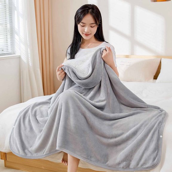 XiYing Flannel Shawl Blanket | Thickened Wearable Blanket | 39X59 Inches | Polyester Wrap | Travel Couch Nap Use