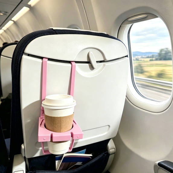 XiYing Foldable Airplane Cup Phone Holder - 2 In 1 Drink and Phone Mount for Seat Back Tray Table - Travel Accessory for Watching Videos and Preventing Spills - Compact Plastic Organizer for Car