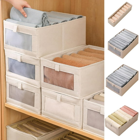 XiYing Foldable Cloth Storage Box with View Window, Drawer Style Wardrobe Organizer for Sweaters Pants, Large Size, 1-Pack