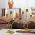 thumbnail image 1 of XiYing Gold and Black 3-Head Curved Iron Candelabra Candle Holder for Romantic Dinner Table Decor, 1 of 6