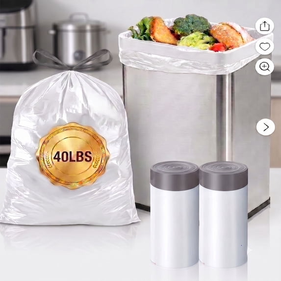 XiYing Heavy Duty Drawstring Garbage Bags, 2 Rolls Extra Thick Trash Bags for Kitchen Bathroom and Home, Leak Proof Large Cleaning Bags, Waste Bags