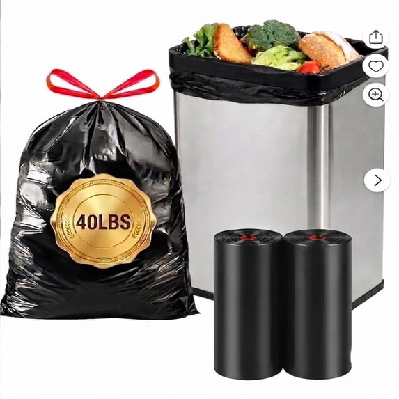 XiYing Heavy Duty Drawstring Garbage Bags, 2 Rolls Extra Thick Trash Bags for Kitchen Bathroom and Home, Leak Proof Large Cleaning Bags, Waste Bags