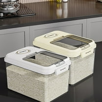 XiYing Large Capacity 22Lb Rice Storage Container with Measuring Cup, Magnetic Lid Airtight Food Grain Flour Cereal Pet Food Kitchen Container, 12.2X8.26X7.48In, 1-Pack