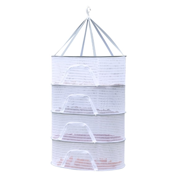 XiYing Large Capacity Foldable Clothes Drying Rack Flat Mesh Drying Net for Sweaters Underwear 3 Layer Stackable Drying Cage Breathable Nylon Mesh 360 Degree Rotatable Hook 1 Pack