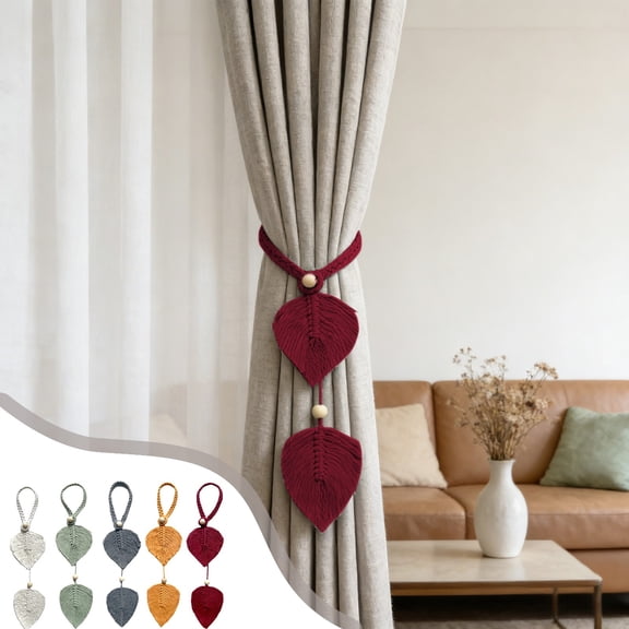 XiYing Leaf Shape Curtain Tieback Straps, Handmade Fabric Curtain Rope Holdbacks for Windows, Decorative Room Accessories, 32 X 16 Cm, 1 Piece