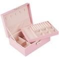 thumbnail image 1 of XiYing Leather Jewelry Box with Lock, Large Capacity Storage Organizer for Earrings Necklaces Rings, Stackable Trays, Black Or Pink, 9.05X7.01X3.54 Inches, 1 Piece, 1 of 5