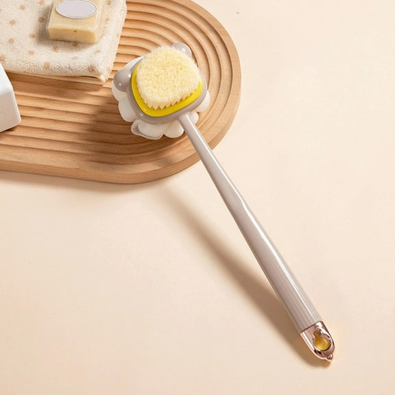 XiYing Long Handle Double-Sided Scrub Brush Soft Bristle Shower Tool 2-In-1 Bath Brush Ball Flower Design Rub Back Brush 14 Inch Body Scrubber for Back and Shoulder