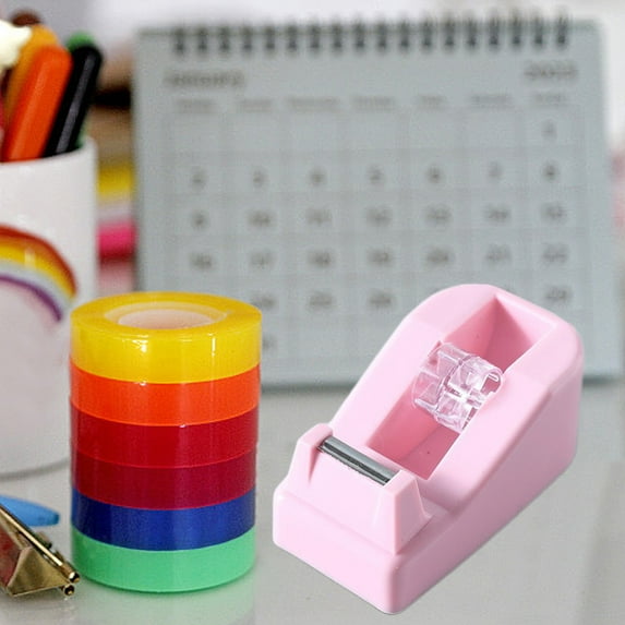 XiYing Macaroon Color Tape Dispenser with Cutter, Desktop Office Supply for Adhesive Tape, Plastic Construction, 4.33X2.36X1.97 Inches, 1 Count