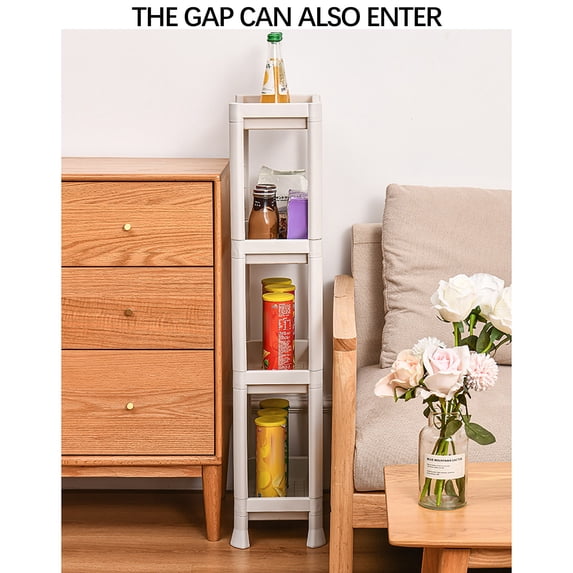 XiYing Multi-Layer Floor-Standing Storage Rack | Slim Bathroom Kitchen Organizer Rack | Mobile Utility Shelf for Vegetable Cosmetics & Pantry | Space-Saving Plastic Storage Tower for Tight Areas