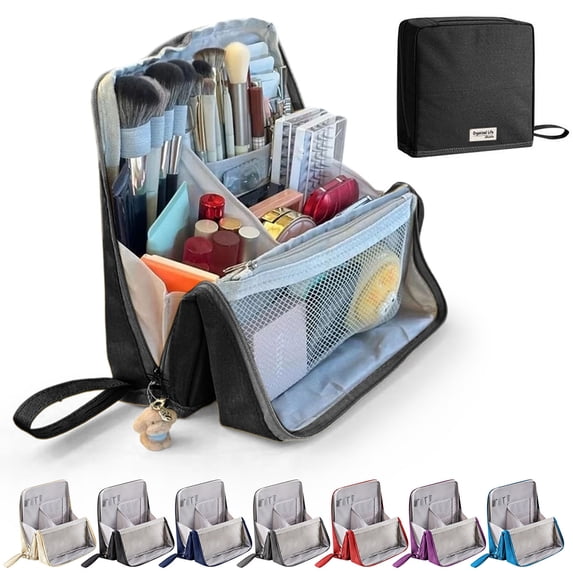 XiYing Multi-Purpose Large Capacity Clothing Portable Waterproof Toiletry Bag Standing Up Makeup Bag with Multiple Compartments 11 X 7 X 5 Inch Travel Makeup Organizer