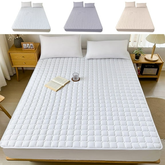 XiYing Non-Slip Fitted Mattress Pad, Cotton Filled, Full/Queen Size 60X80 Inches, All Season Use, Bedroom Essentials, 1 Piece