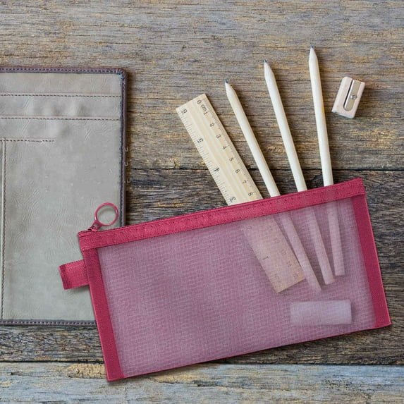 XiYing Nylon Mesh Zipper Pouch, Transparent Storage Bag for Stationery & Cosmetics, File Organizer with Easy Carry Handle, 24X18.5Cm, 1-Pack