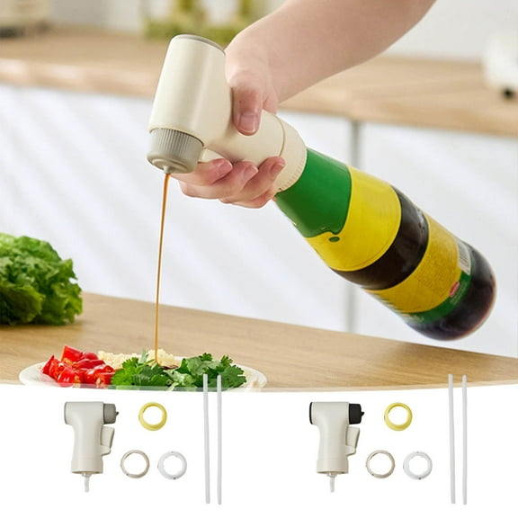 XiYing Pistol Style One Handed Press Pump for Sauce Bottles, Leak-Proof Dispenser with Adjustable Hose and 3 Adapters, Kitchen Tool, 1-Pack