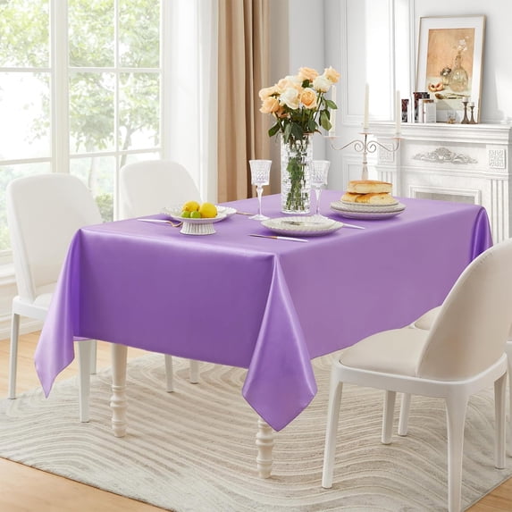 XiYing Seamless Satin Rectangular Tablecloth Polyester Fabric 60X84 Inches Extra Large Table Cover for Wedding Banquet Party Event Decoration