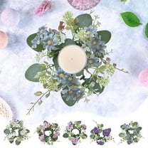 XiYing Simulation Hydrangea Candle Ring, Plastic Floral Wreath for Table Centerpiece Decor, Cylindrical Candle Holder Accent, Party Decoration, 7.87 Inch, 1-Piece