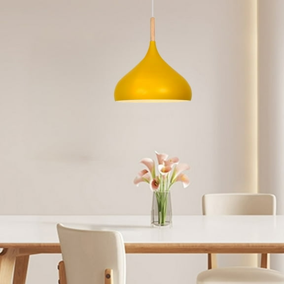 XiYing Single Head Led Pendant Light, Modern Industrial Style for Restaurant, Office, Commercial Use, Iron and Solid Wood Construction, 20X20X13Cm, 1 Light