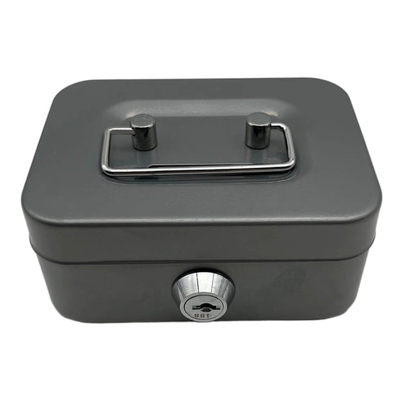 XiYing Small Metal Cash Box with Lock and Handle, 4.53 X 3.78 X 2.28 Inch Portable Money Organizer for Storage, Includes 1 Key