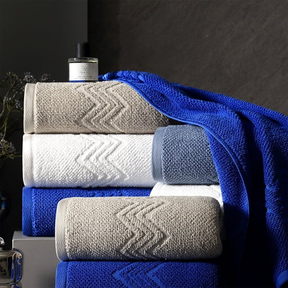 XiYing Soft Absorbent Bath Towel, Rectangular Waffle Weave Design, 29 X 13 Inches, White Light Blue Blue Khaki, 1 Piece, for Bathroom and Spa