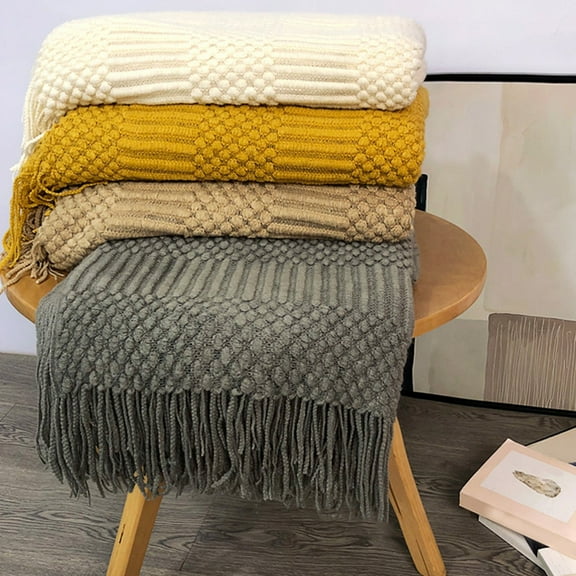 XiYing Solid Color Conditioning Blanket, Acrylic Knit, All-Season Temperature Regulation, Sofa & Office Nap Use, 50X67.7 Inches, 1 Piece