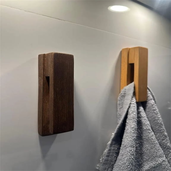 XiYing Solid Wood Towel Holder, Wall-Mounted, Glass Lock Grip, Natural Hardwood, Kitchen Bathroom, 5.12" X 1.77" X 1.77", 1 Piece