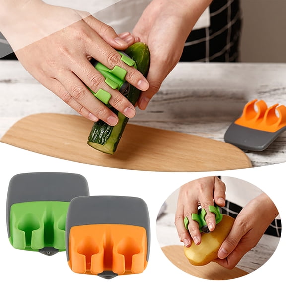 XiYing Stainless Steel Blade Finger Peeler Two Finger Fruit Vegetable Peeler Kitchen Gadget Ergonomic 304 Stainless Steel Blade Abs Rubber Grip 2 Pack