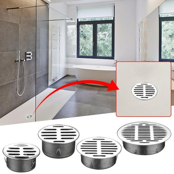 XiYing Stainless Steel Floor Drain, 304 Material, Large Displacement, Plug-In Design for Outdoor Garden, Patio, Roof, 1 Pack