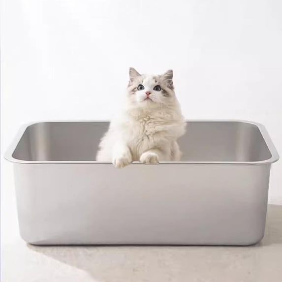 XiYing Stainless Steel Litter Box, Extra Large Litter Box 40x30cm Metal Cat Pan Non-stick Easy Clean Odor Resistant Litter Pan for Home Use, Deep (5.91 in Height)