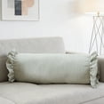 thumbnail image 1 of XiYing Striped Bolster Pillow with Ruffled Edges Soft Cylindrical Neck Roll Support Pillow for Bed and Sofa Decor Decorative Lumbar Cushion for Sleeping and Relaxing 8 X 20 Inches, 1 of 6