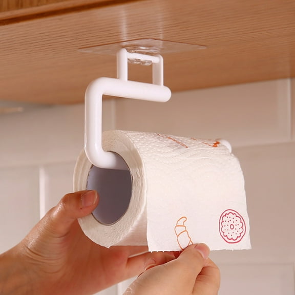 XiYing White Plastic Kitchen Paper Towel Holder, Wall Mounted Roll Paper Dispenser with Cling Film and Dish Rag Storage Organizer for Home, 1-Pack