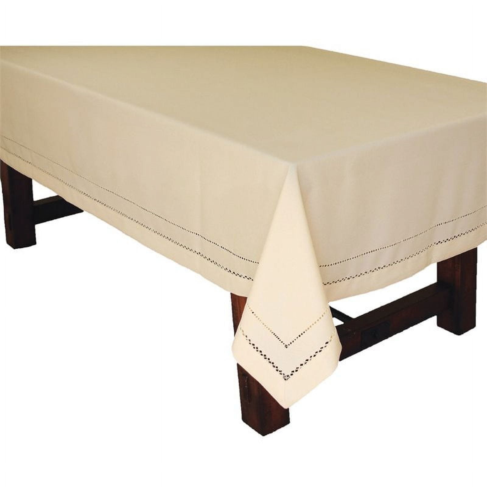 Ivory Polyester Rectangular Tablecloth, 65" x 108"