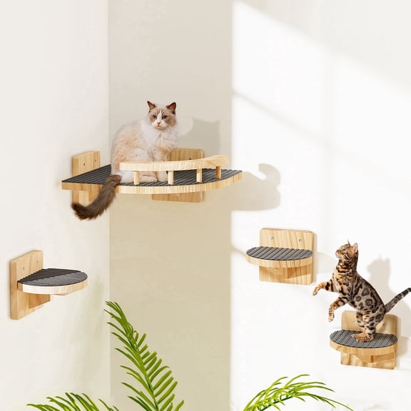 X XBEN Cat Wall Shelves, Cats Corner Climbing Shelf Perches, Pet Bed with 3 Steps, Wall Furniture for Space Saving, Gift for Medium/Small Cat