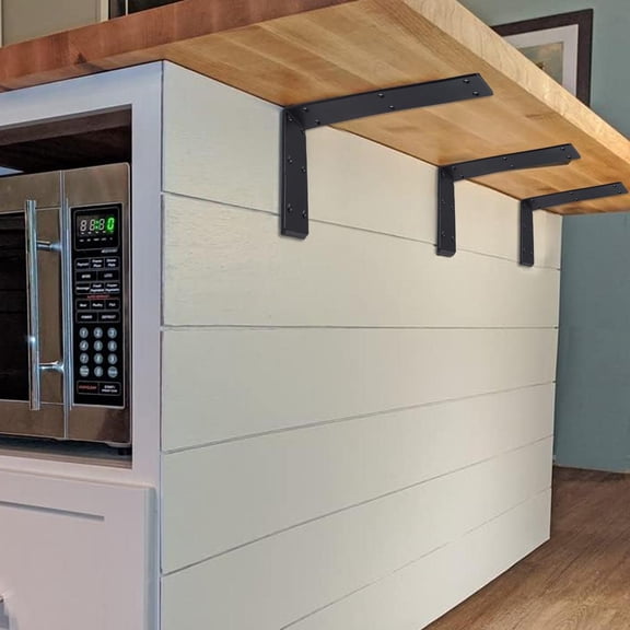 Xianers 4pcs 6 Inch Folding Shelf Brackets, Heavy Duty Collapsible Shelf Bracket, Black DIY L Bracket for Workbench Folding Table Hinge