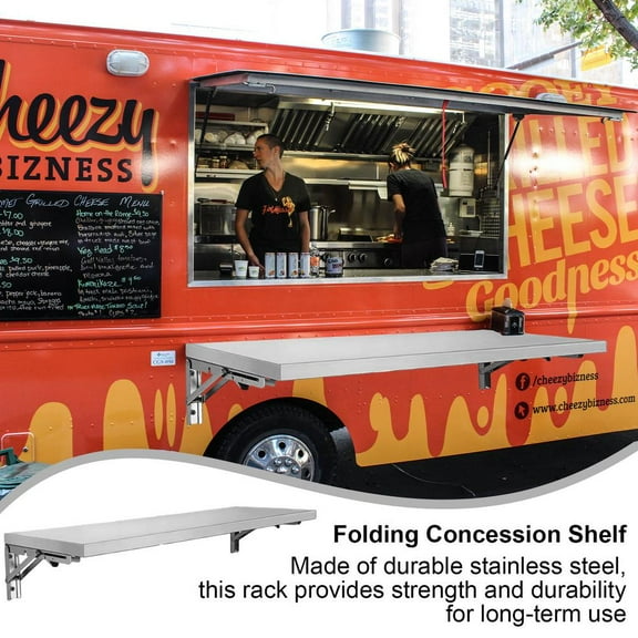 Xianers Concession Trailer Folding Concession Shelf 71" x 12", Stainless Steel Drop Down Folding Serving Food Shelf Concession Stand Serving Shelf for Concession Windows