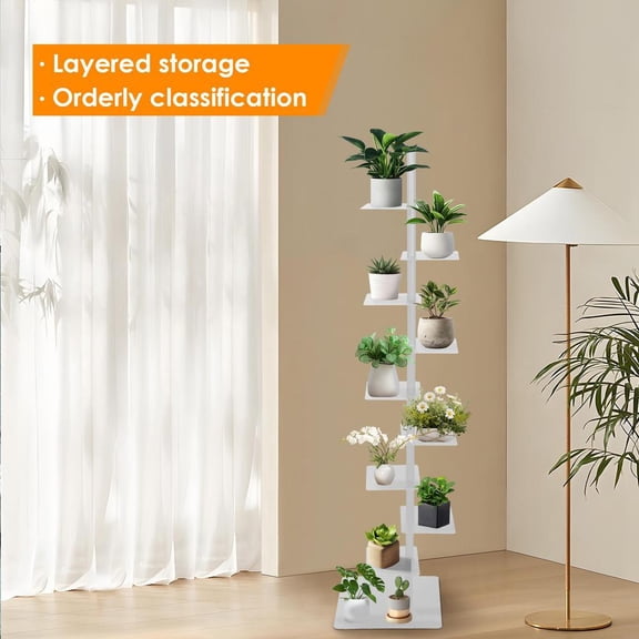 Xianers Invisible Floating Bookshelves for Wall, 9 Tier Vertical Spine Book Tower, Heavy Duty Floating Book Shelves Metal Book Organizers for Home Office (White)