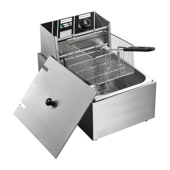 Xianers Outdoor Deep Fryer 110V Commercial Single Stainless Steel Chicken Wings Fryers with Basket and Temperature Control Kitchen Appliance for Restaurants Supermarkets Snack Bars useful
